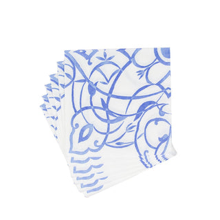Caspari Algarve Ceramic Blue Paper Linen Luncheon Napkins - 15 Per Package 17463LG