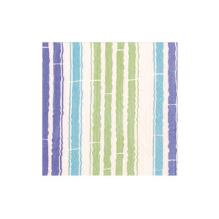 Caspari Bamboo Stripe Blue/Green Napkin Cocktail 17470C