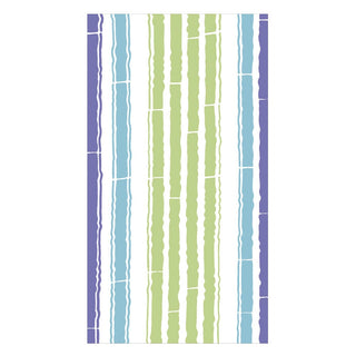 Caspari Bamboo Stripe Blue/Green Guest Towel 17470G