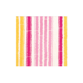 Caspari Bamboo Stripe Fuchsia/Pink Napkin Cocktail 17471C