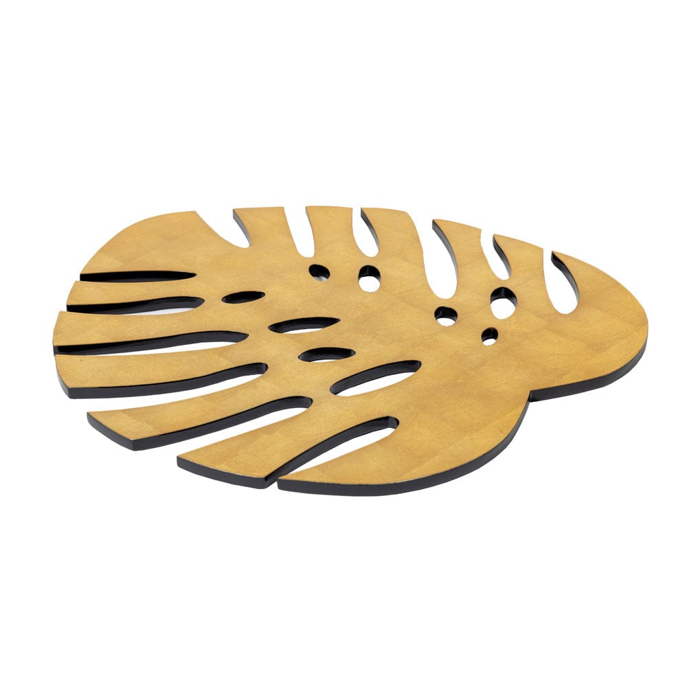 monstera placemat 17530LQPMDC, Monstera Leaf Gold Ttop Placemat Lacquer Die-Cut, Any Occasion, Gold, Everyday, Botanicals – Caspari