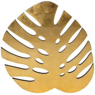 Caspari Monstera Leaf Gold Ttop Placemat Lacquer Die-Cut 17530LQPMDC