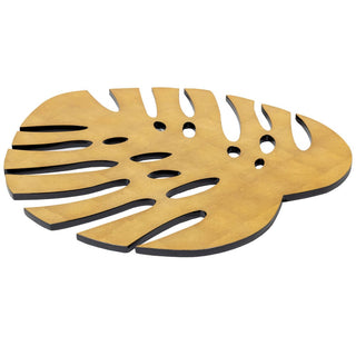 Caspari Monstera Leaf Gold Ttop Placemat Lacquer Die-Cut 17530LQPMDC