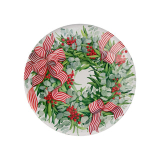 Caspari Ribbon Stripe Wreath Dinner Plates 17540DP