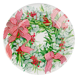 Caspari Ribbon Stripe Wreath Dinner Plates 17540DP