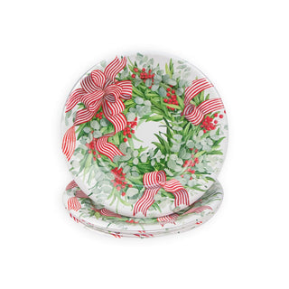 Caspari Ribbon Stripe Wreath Salad/Dessert Plates 17540SP