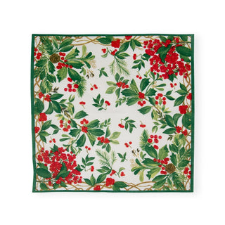 Caspari Holly Chintz White Cocktail Napkins - 20 Per Package 17560C