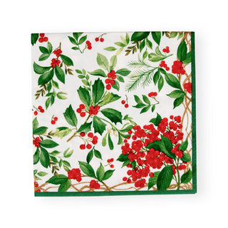 Caspari Holly Chintz White Napkin Dinner - 20 Per Package 17560D