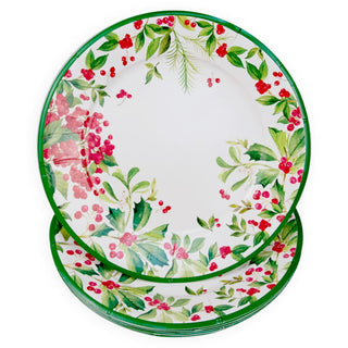 Caspari Holly Chintz White Dinner Plates 17560DP