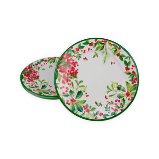 Caspari Holly Chintz White Dinner Plates 17560DP