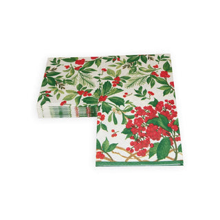 Caspari Holly Chintz White Guest Towel 17560G