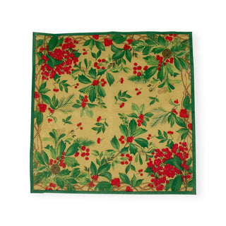 Caspari Holly Chintz Gold Cocktail Napkins - 20 Per Package 17561C