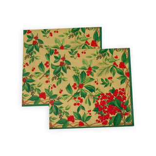Caspari Holly Chintz Gold Napkin Dinner 17561D