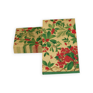 Caspari Holly Chintz Gold Guest Towel 17561G