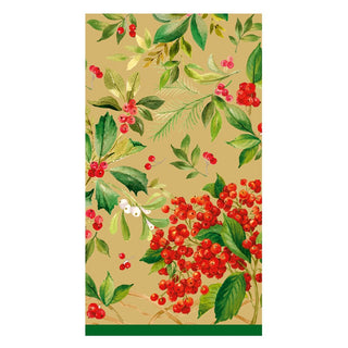 Caspari Holly Chintz Gold Guest Towel 17561G