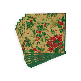 Caspari Holly Chintz Gold Luncheon Napkins - 20 Per Package 17561L