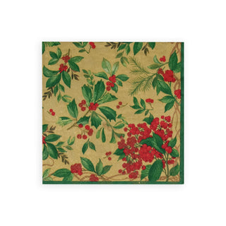 Caspari Holly Chintz Gold Luncheon Napkins - 20 Per Package 17561L
