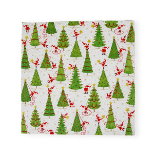Caspari Twirling Santas Napkin Cocktail 17570C
