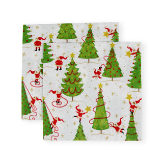 Caspari Twirling Santas Napkin Cocktail 17570C