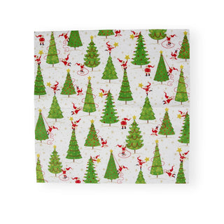 Caspari Twirling Santas Luncheon Napkins - 20 Per Package 17570L