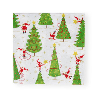 Caspari Twirling Santas Luncheon Napkins - 20 Per Package 17570L