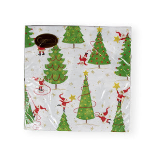 Caspari Twirling Santas Luncheon Napkins - 20 Per Package 17570L