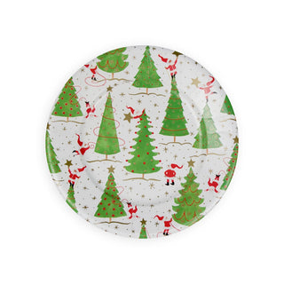 Caspari Twirling Santas Salad/Dessert Plates 17570SP