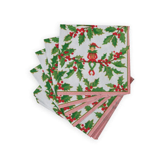 Caspari Jingle Elves Cocktail Napkins - 20 Per Package 17580C