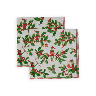 Caspari Jingle Elves Luncheon Napkins - 20 Per Package 17580L