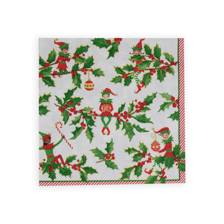 Caspari Jingle Elves Luncheon Napkins - 20 Per Package 17580L