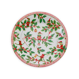Caspari Jingle Elves Salad & Dessert Plates - 8 Per Package 17580SP