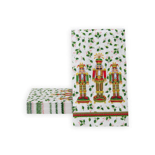 Caspari Nutcracker Christmas Guest Towel Napkins - 15 Per Package 17590G