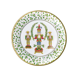 Caspari Nutcracker Christmas Salad/Dessert Plates 17590SP
