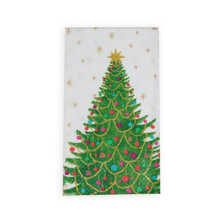 Caspari Merry And Bright Guest Towel Napkins - 15 Per Package 17610G