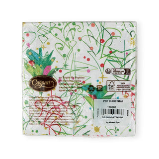 Caspari Pop Christmas Cocktail Napkins - 20 Per Package 17620C