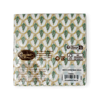Caspari Deco Christmas Gold Cocktail Napkins - 20 Per Package 17660C