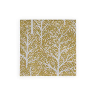 Caspari Winter Trees Gold & White Cocktail Napkins - 20 Per Package 17670C