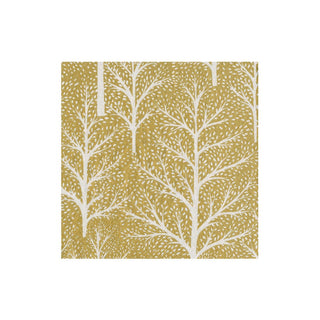 Caspari Winter Trees Gold/White Napkin Cocktail 17670C