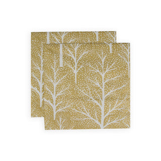 Caspari Winter Trees Gold/White Napkin Dinner 17670D