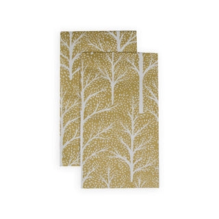 Caspari Winter Trees Gold & White Guest Towel Napkins - 15 Per Package 17670G