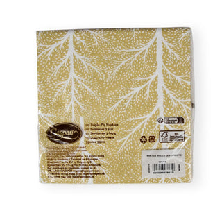 Caspari Winter Trees Gold & White Luncheon Napkins - 20 Per Package 17670L