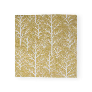 Caspari Winter Trees Gold & White Luncheon Napkins - 20 Per Package 17670L