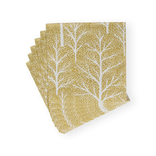 Caspari Winter Trees Gold/White Napkin Luncheon 17670L