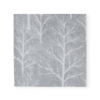 Caspari Winter Trees Silver & White Cocktail Napkins - 20 Per Package 17671C