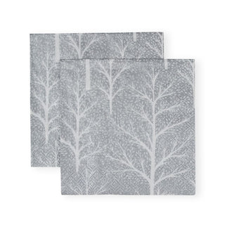 Caspari Winter Trees Silver/White Napkin Cocktail 17671C