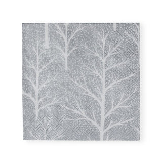 Caspari Winter Trees Silver/White Napkin Cocktail 17671C