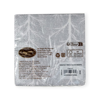 Caspari Winter Trees Silver/White Napkin Cocktail 17671C