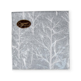 Caspari Winter Trees Silver/White Napkin Cocktail 17671C