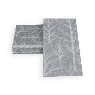 Caspari Winter Trees Silver/White Guest Towel 17671G