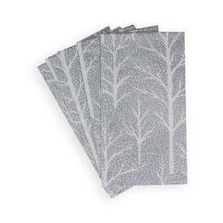 Caspari Winter Trees Silver & White Guest Towel Napkins - 15 Per Package 17671G